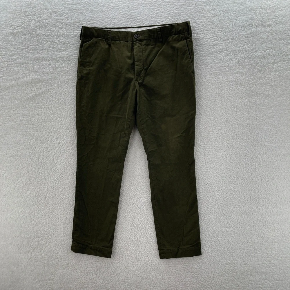Polo Ralph Lauren Pants Men 36x30 Olive Green Stretch Slim Fit Chino Preppy